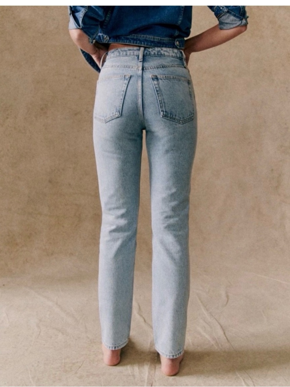 Sezane High-Rise Light Wash 100% French button-fly Cotton Jeans